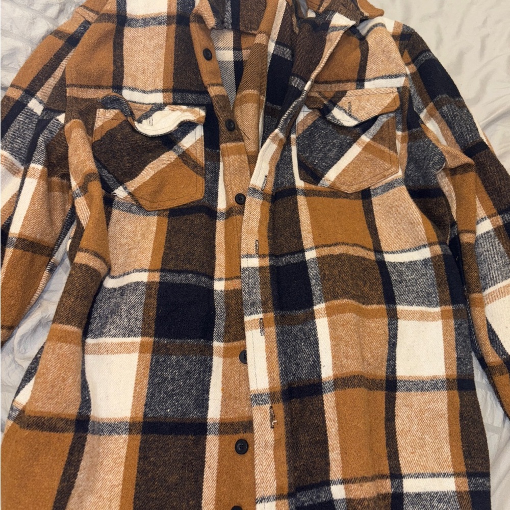 Men’s Plaid Button-Up Shirt Jacket
